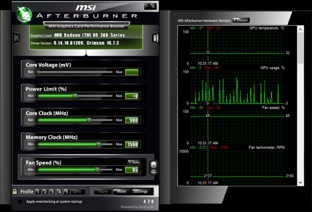 Công cụ ép xung GPU - MSI Afterburner