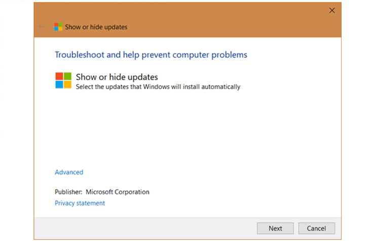 Sử Dụng Phần Mềm Tắt Update Windows 10 - Show or hide updates